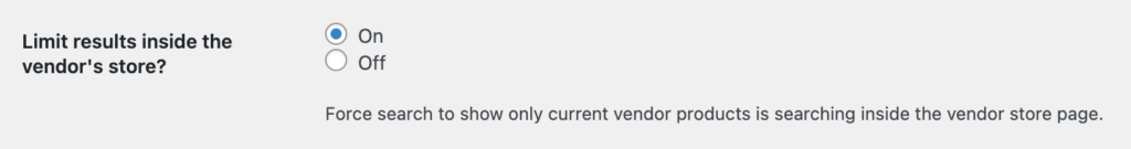 'Limit results inside the vendor's store?' option