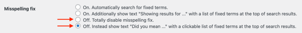 Misspelling fix options