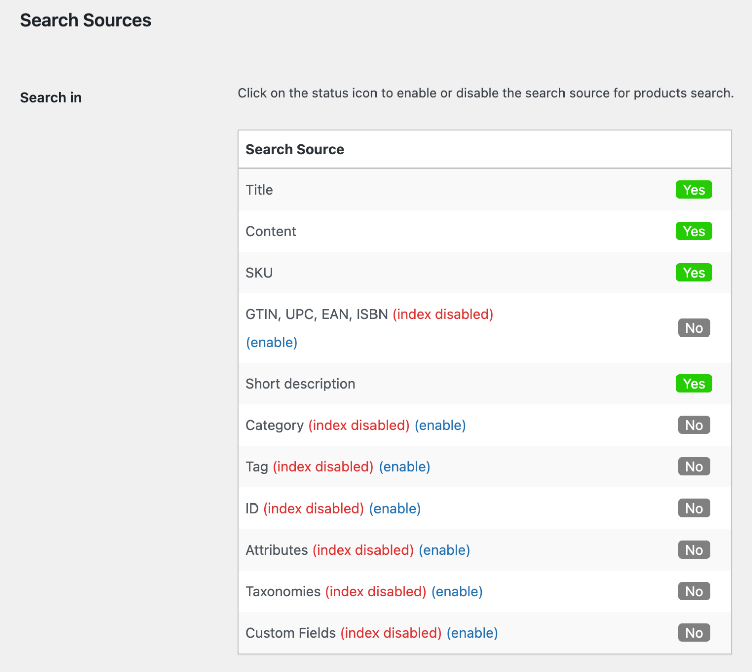 Search In option