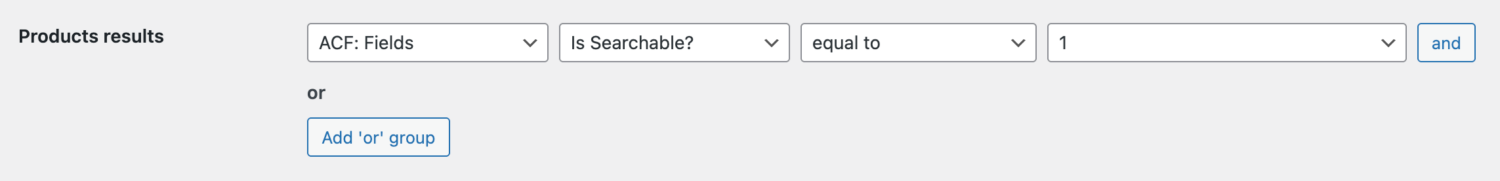 Search results filtering rule based on ACF field value