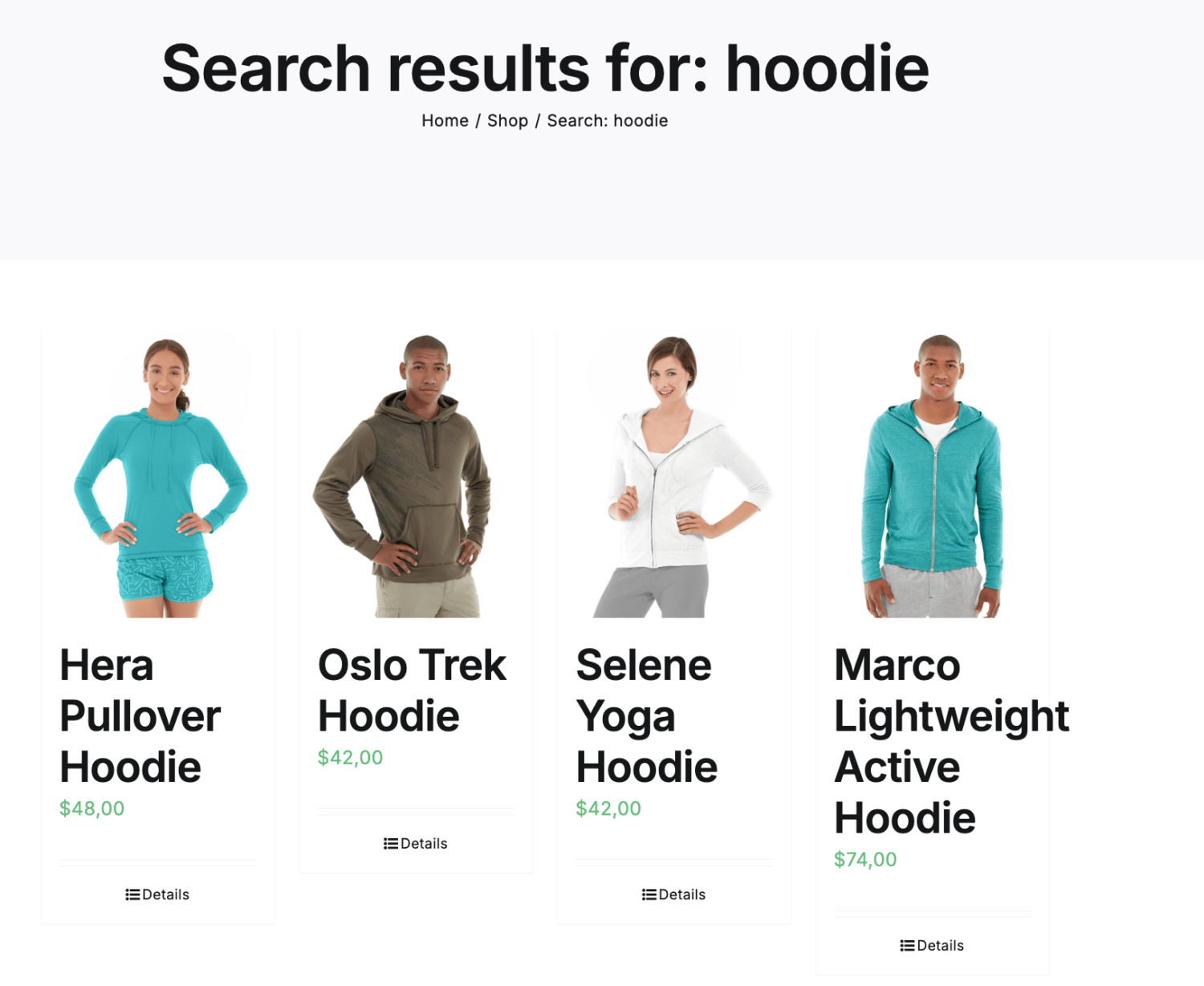 Products search results before applying ACF filters