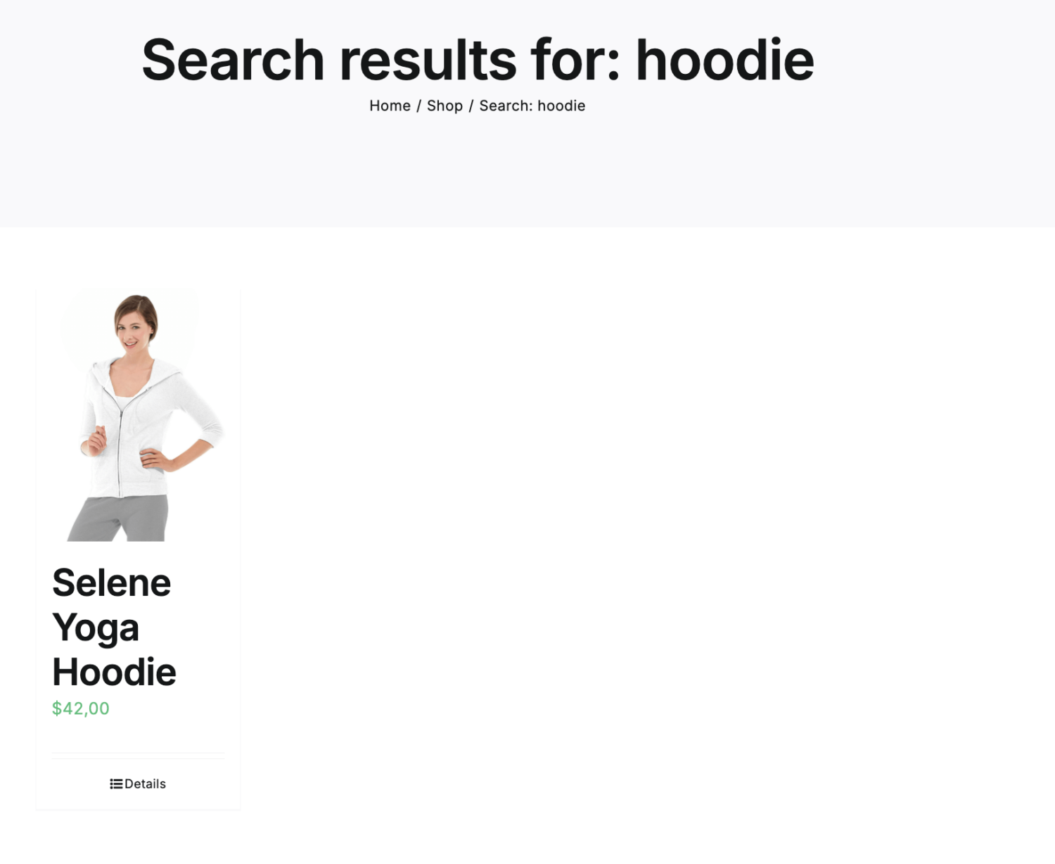 Products search results after applying ACF filters