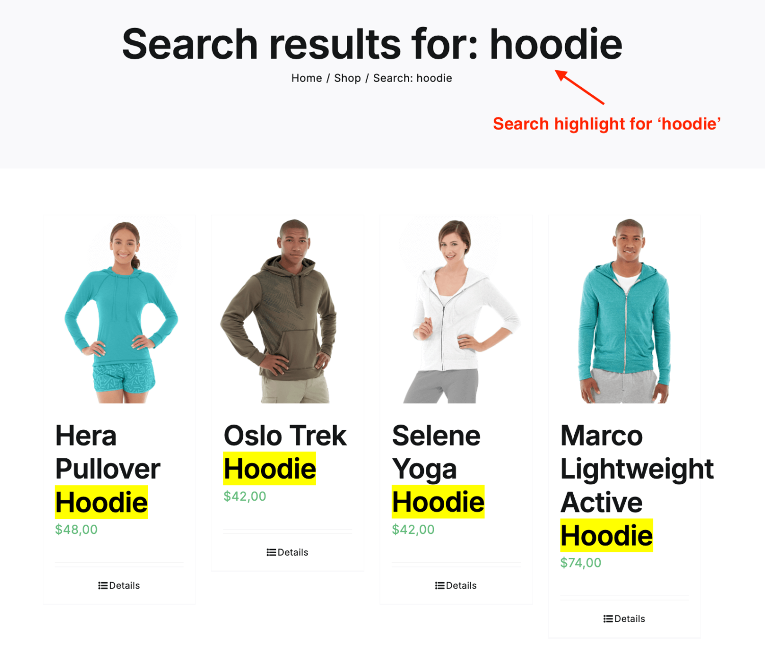 Highlight search terms example