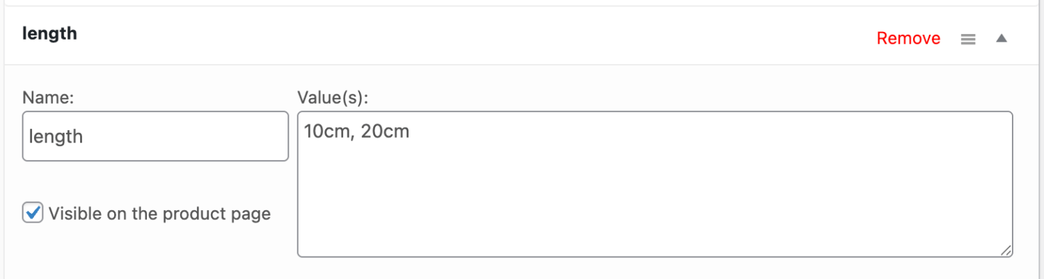 Custom attributes for product