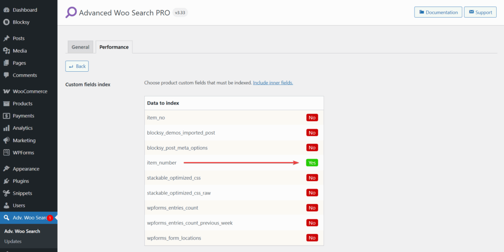advanced woo search pro custom field selection