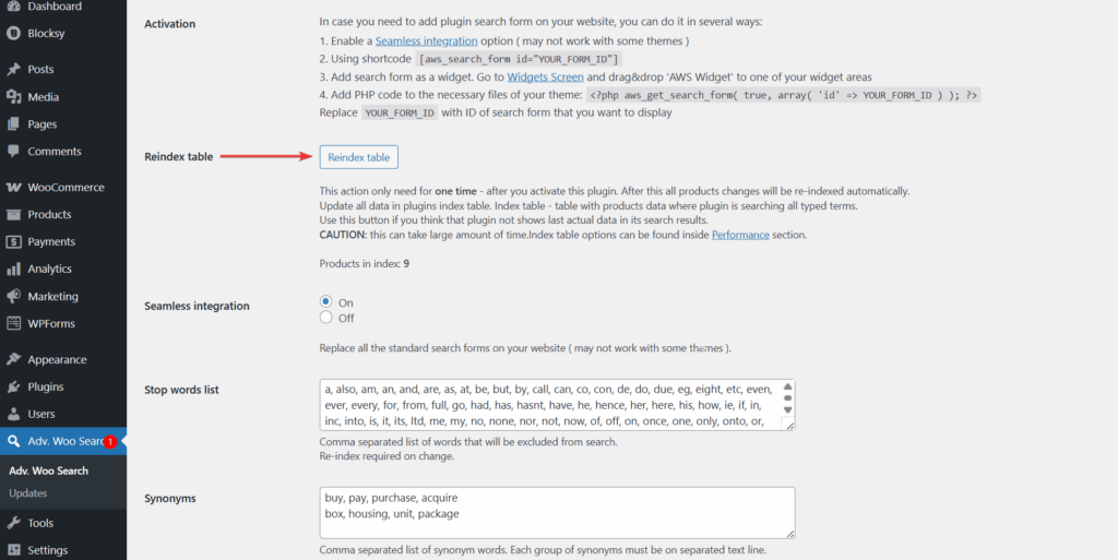 advanced woo search pro reindex table - WooCommerce search custom fields