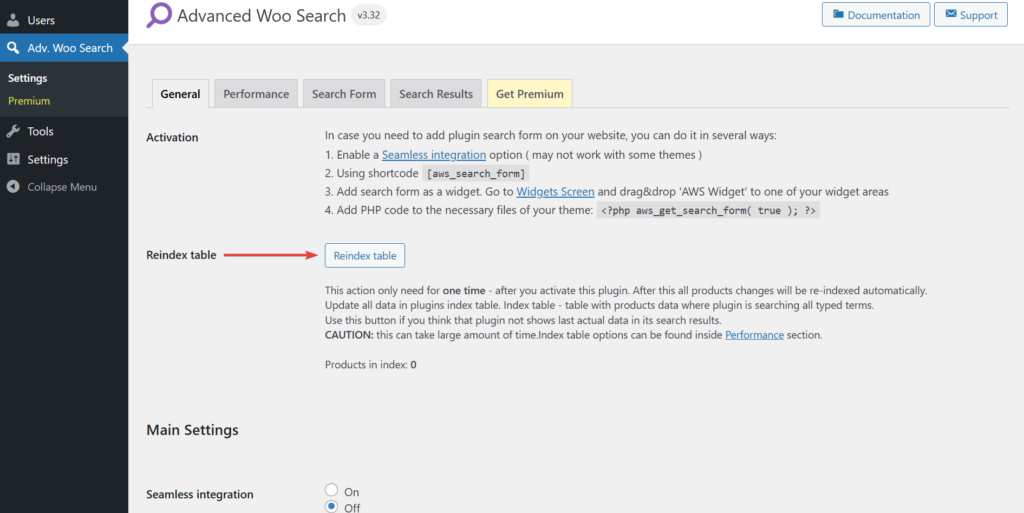 advanced woo search reindex table - woocommerce ajax search