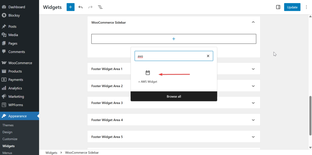 advanced woo search widget sidebar adding