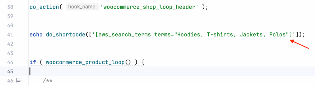 Php code for quick search buttons