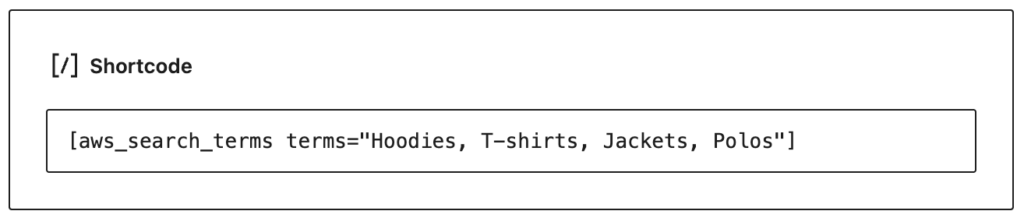 View of shortcode block inside Gutenberg editor
