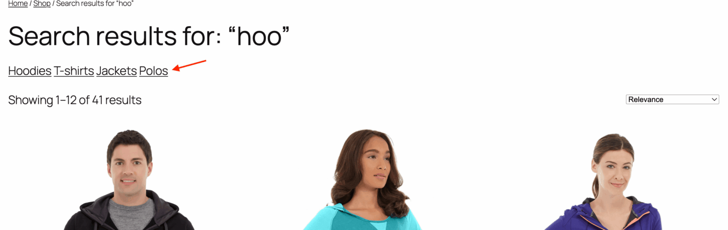 Quick search buttons inside WooCommerce search results page