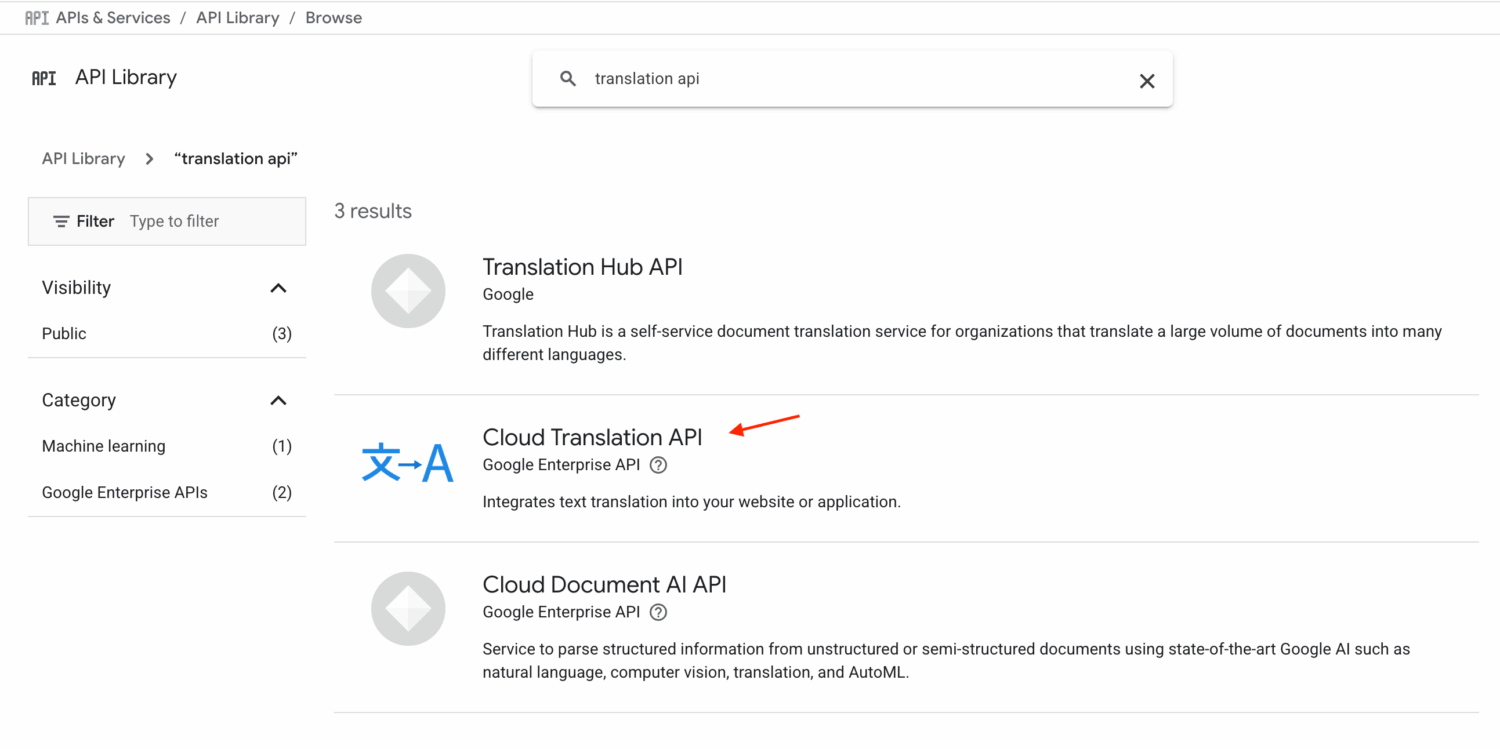 Cloud Translation API service