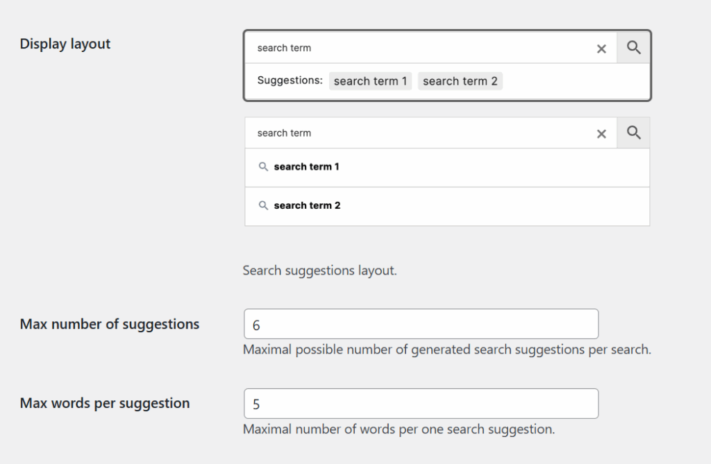 advanced woo search search suggestions options