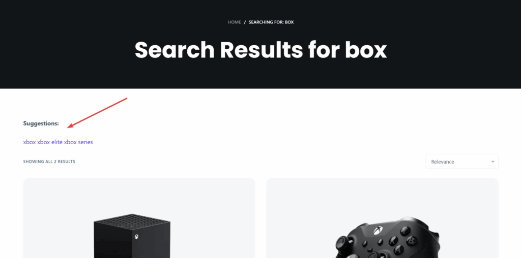 search suggestions in the search result pages - WooCommerce search suggestions