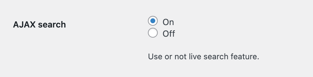 On / off live search