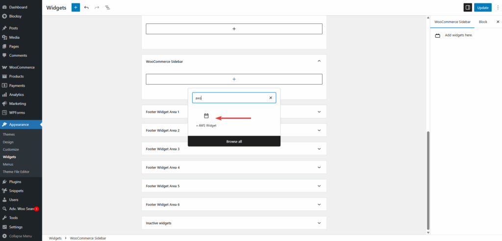 advanced woo search aws widget woocommerce sidebar