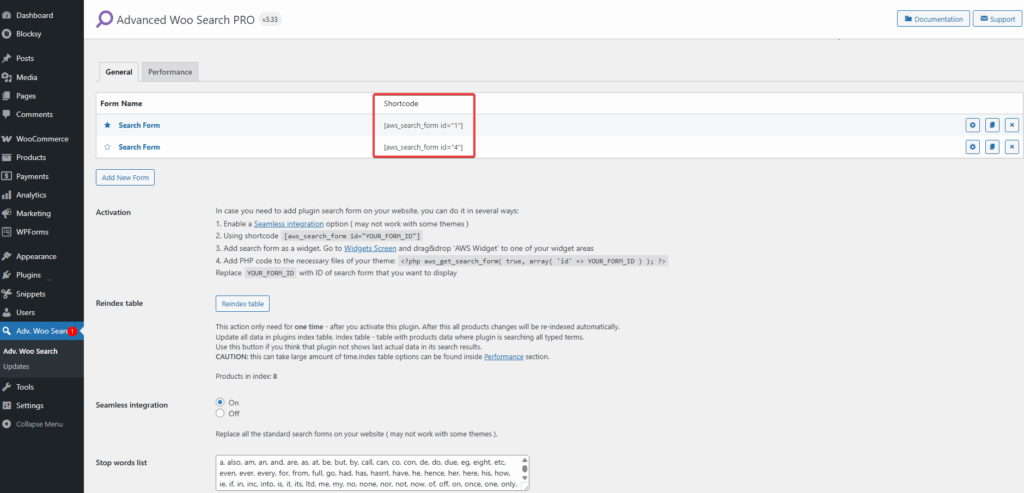 advanced woo search pro plugin shortcode