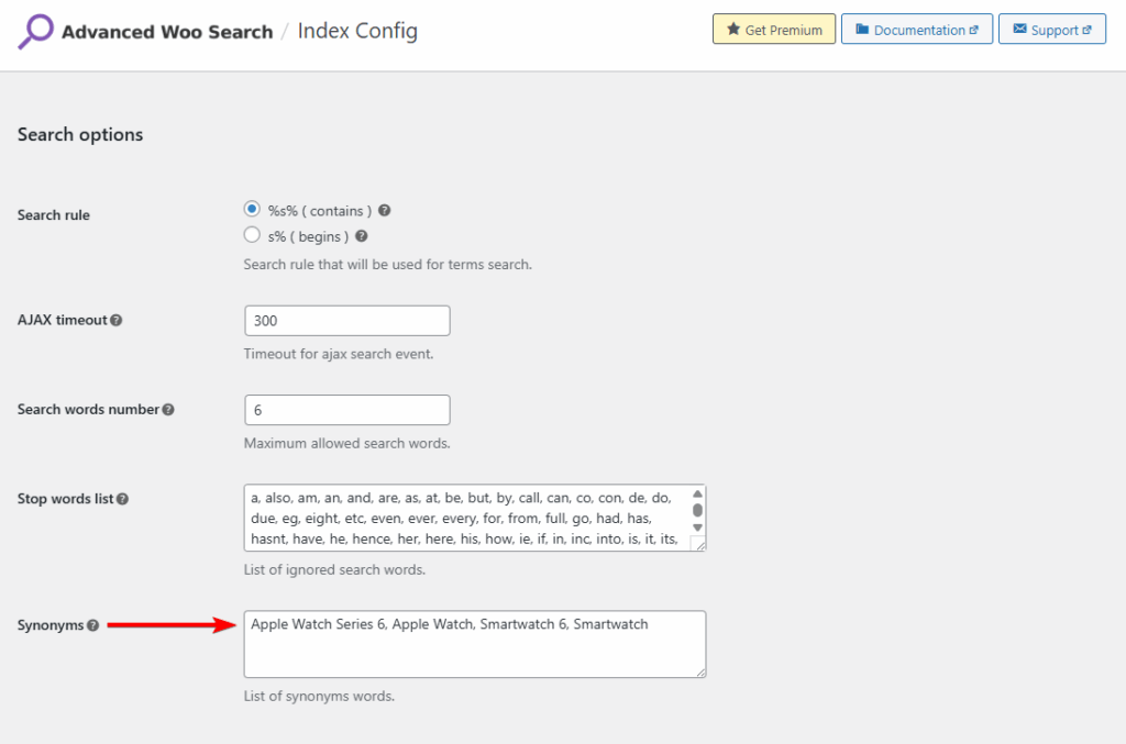 aws free plugin synonyms - WooCommerce add search to shop page