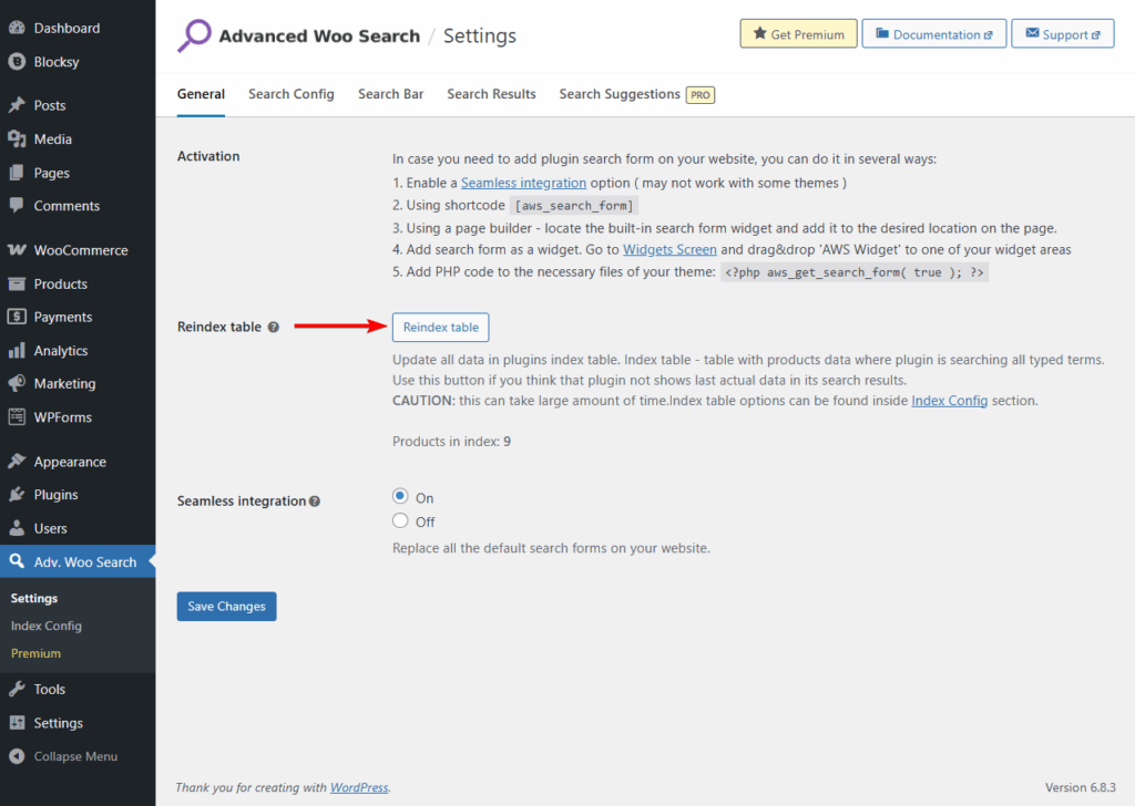free aws plugin reindex table button