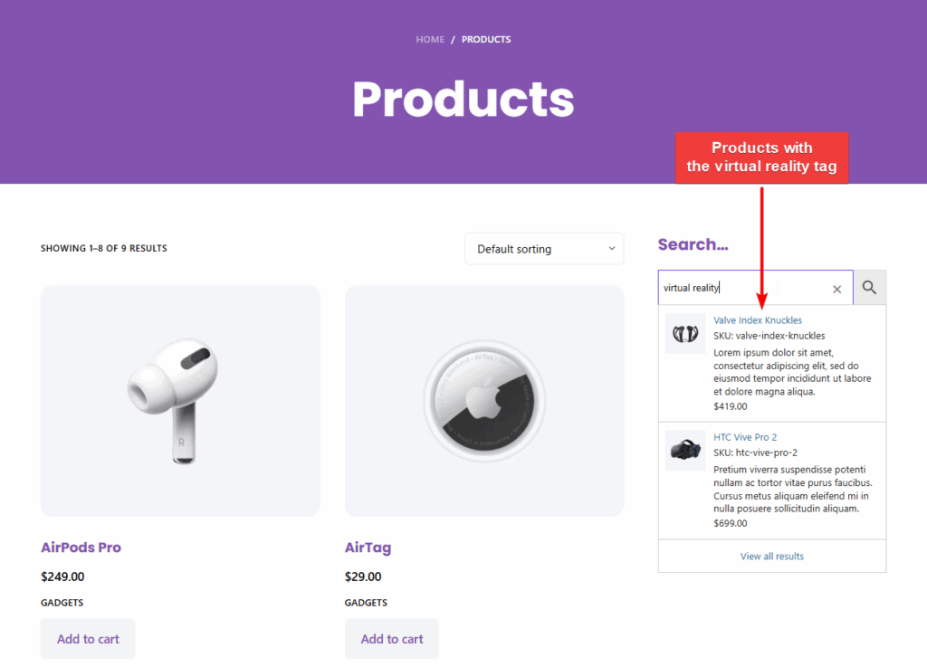 woocommerce product tags are now searchable